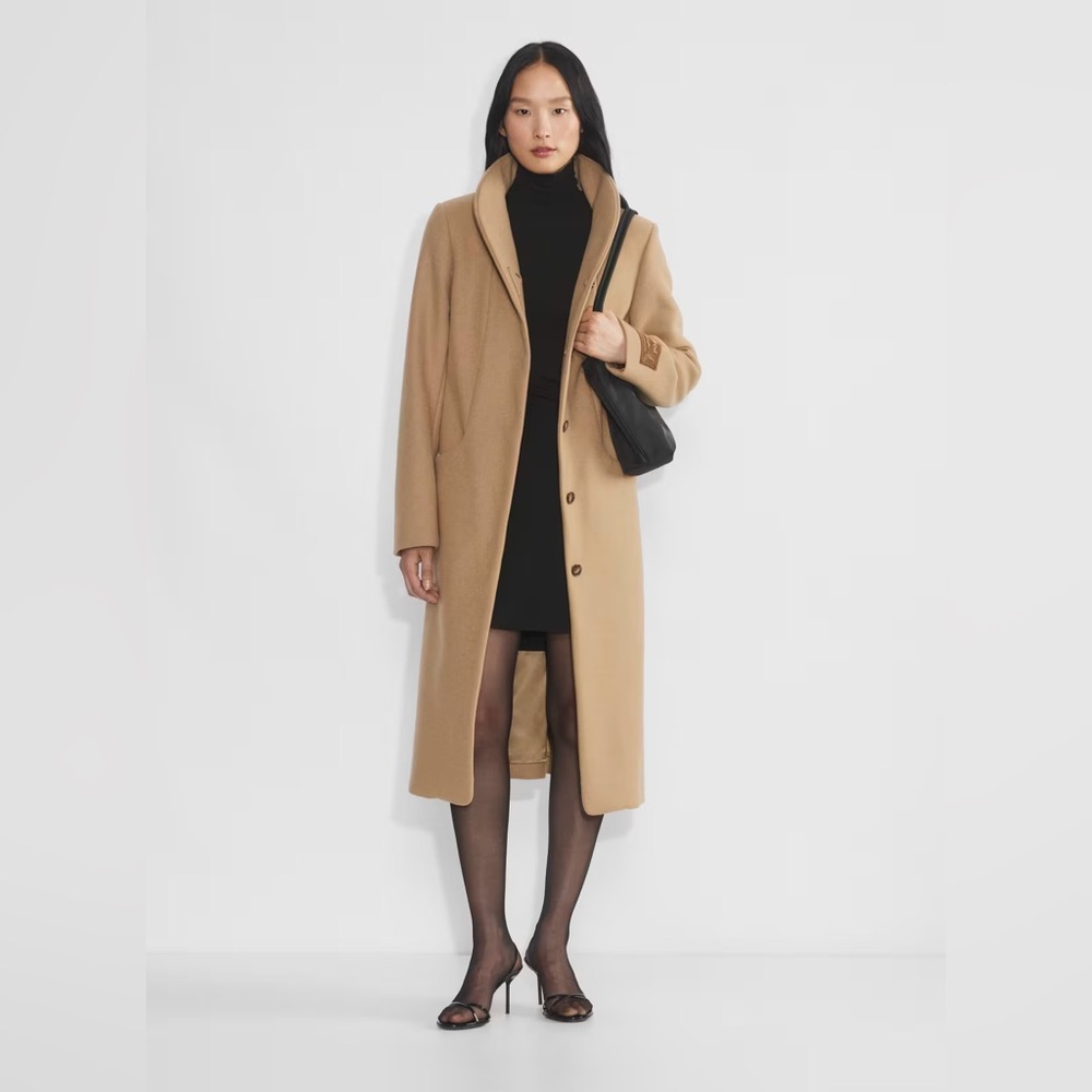 Aritzia Wilfred The Cocoon Long Camel New Elegant Wool Cashmere Coat  Size XS